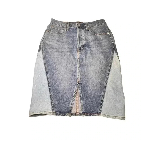 GAP DENIM TWO TONE MIDI PENCIL SKIRT WOMEN’S•SIZE 26•LIGHT AND MEDIUM DE… - Picture 1 of 6
